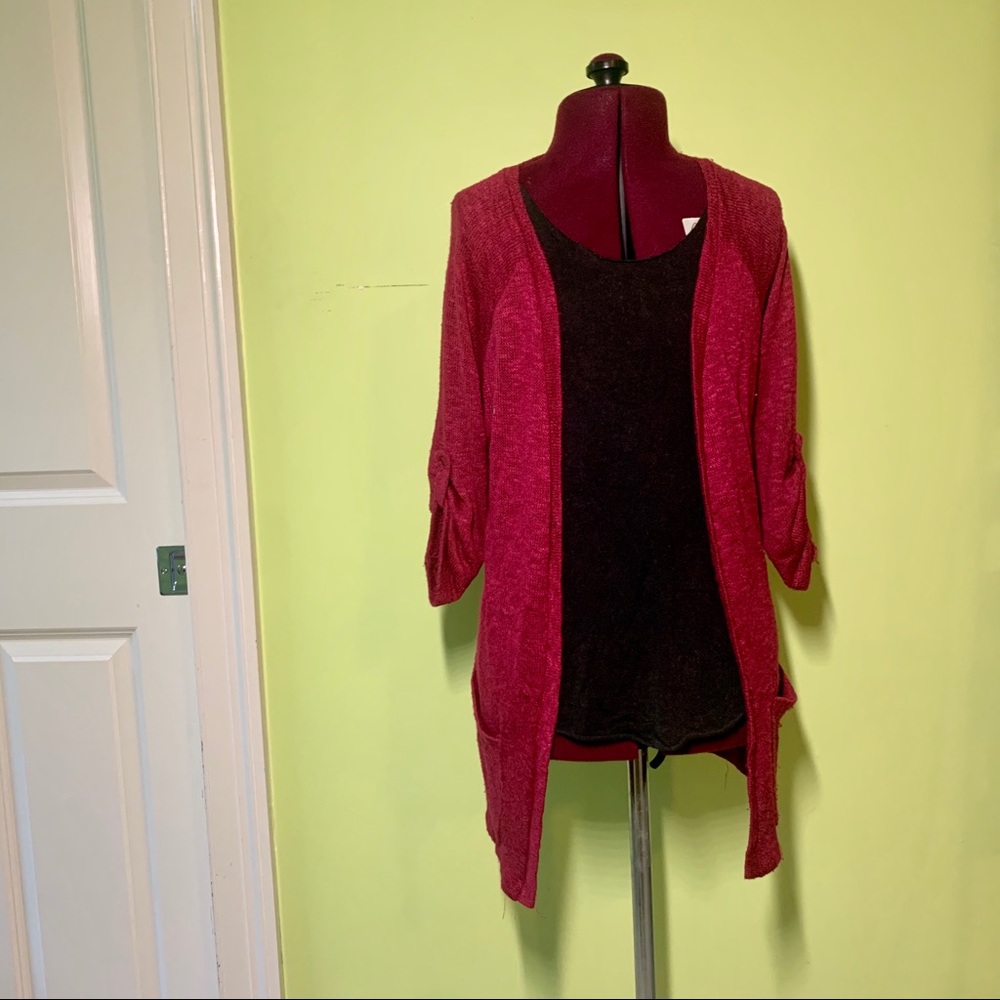 Sparkle + Fade Burgundy Cardigan w/ POCKETS!